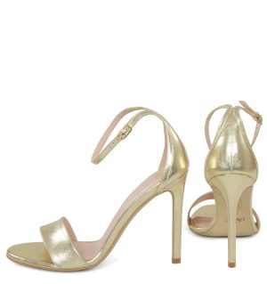GASSU AVA złote sandały na obcasie - z tyłu