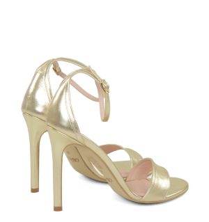 GASSU AVA złote sandały na obcasie - po skosie