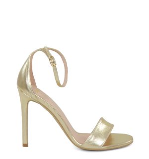 GASSU AVA złote sandały na obcasie - bokiem