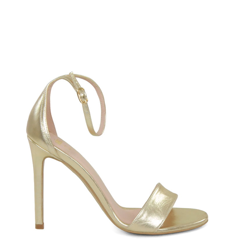 GASSU AVA złote sandały na obcasie - bokiem