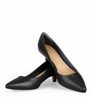 GASSU MICHELLE - Czarne czółenka na kaczuszce z licowej skóry - z przodu