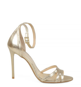 GASSU ISIA - złote sandały na szpilce ze skóry licowej - bokiem