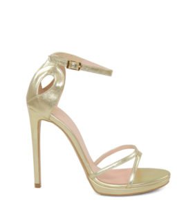 GASSU KIM - Złote sandały na platformie z półmatowej naturalnej skóry - bokiem