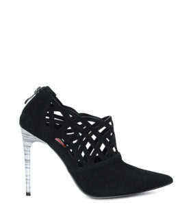 GASSU Amelia Czarne ażurowe botki na szpilce - bokiem