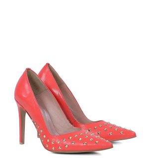 GASSU ANAHIT , czerwone szpilki z dżetami - po skosie