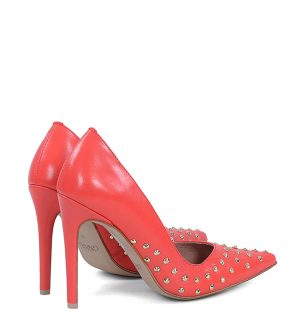 GASSU ANAHIT , czerwone szpilki z dżetami - po skosie