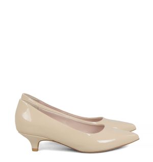 GASSU JESSICA - beżowe czółenka na niskiej szpilce - bokiem