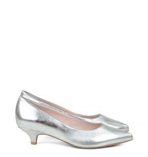 GASSU JESSICA srebrne niskie szpilki - bokiem