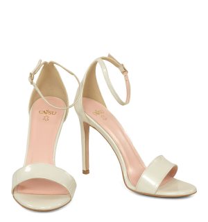 GASSU AVA ecru sandały na obcasie - z przodu