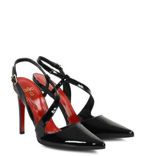 GASSU ELISE. Czarne szpilki bez pięty - po skosie