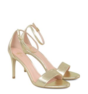 GASSU ELLA Złote szpilki sandały na obcasie - po skosie