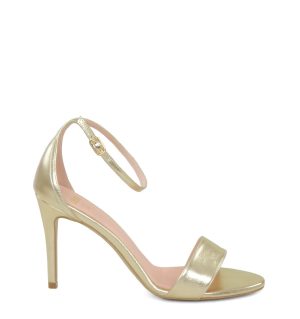 GASSU ELLA Złote szpilki sandały na obcasie - bokiem