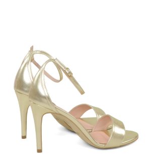 GASSU ELLA Złote szpilki sandały na obcasie - po skosie