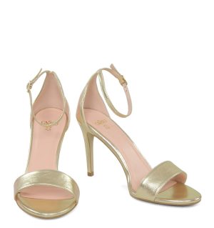 GASSU ELLA Złote szpilki sandały na obcasie - z przodu