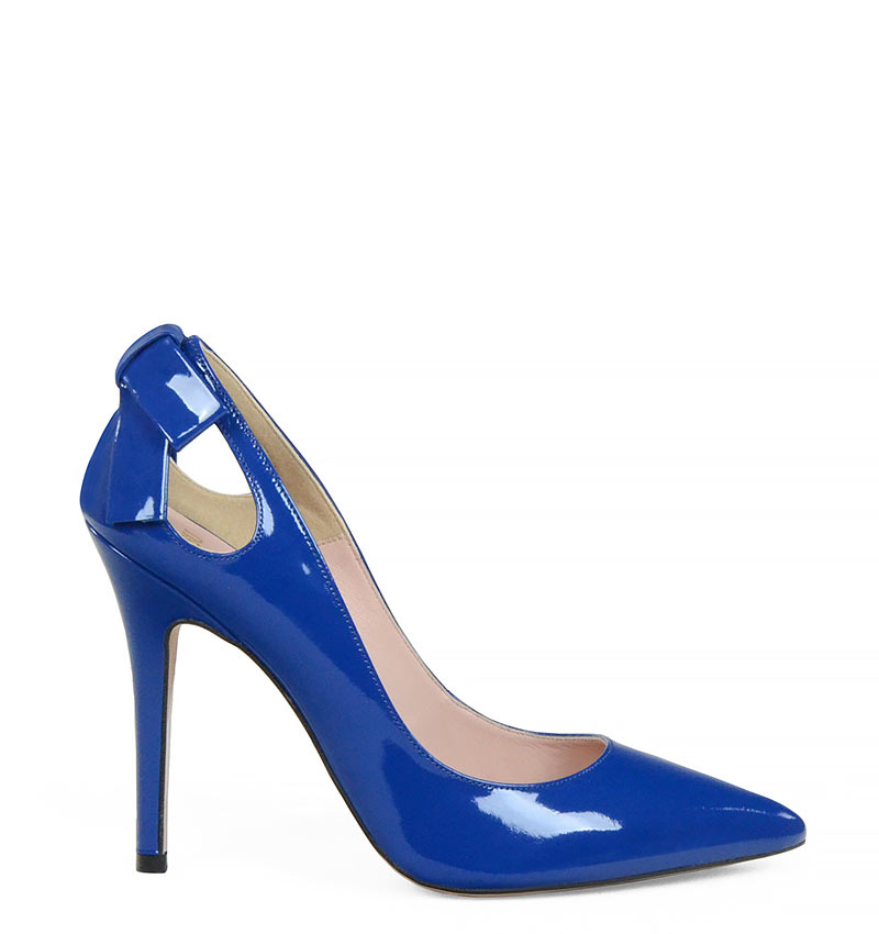 GASSU EVIE Niebieskie szpilki z kokardą - bokiem