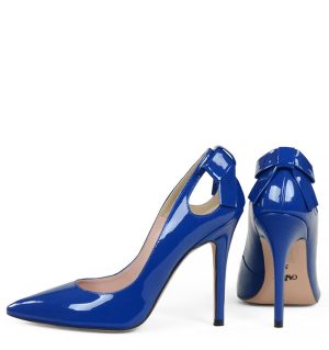 GASSU EVIE Niebieskie szpilki z kokardą - z tyłu