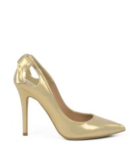 GASSU EVIE złote szpilki z kokardką na pięcie - bokiem