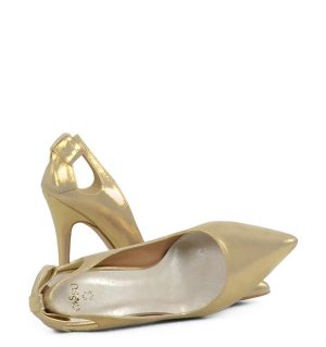 GASSU EVIE złote szpilki z kokardką na pięcie - z przodu