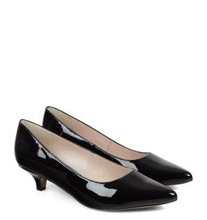 GASSU JESSICA Czarne czółenka na niskim obcasie - po skosie