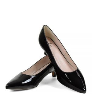 GASSU JESSICA Czarne czółenka na niskim obcasie - z przodu