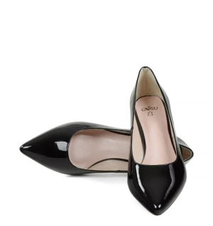 GASSU JESSICA Czarne czółenka na niskim obcasie - z przodu