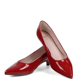 GASSU JESSICA - Czerwone niskie szpilki na tzw. kaczuszce - z przodu