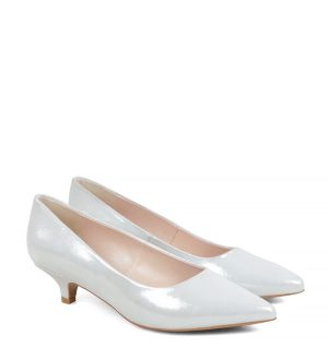 GASSU JESSICA - Jasne srebrne buty na wesele - po skosie