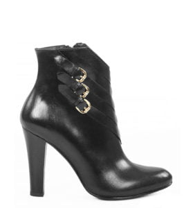 GASSU LEA - Czarne botki zimowe na obcasie - bokiem