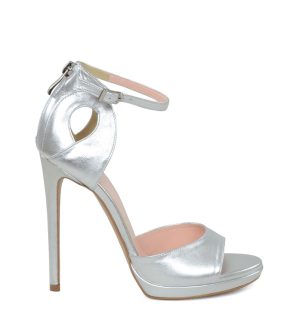 GASSU MIA - srebrne szpilki na platformie - bokiem