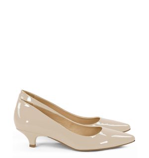 MICHELLE - Beżowe czółenka na niskim obcasie - bokiem