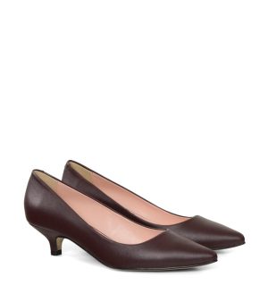 MICHELLE - Ciemno bordowe czółenka na kaczuszce - po skosie