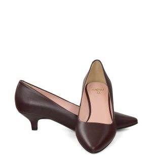 MICHELLE - Ciemno bordowe czółenka na kaczuszce - z przodu