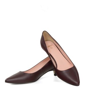 MICHELLE - Ciemno bordowe czółenka na kaczuszce - z przodu