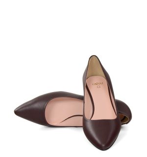 MICHELLE - Ciemno bordowe czółenka na kaczuszce - z przodu