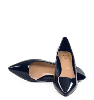 GASSU MICHELLE to ciemne, granatowe czółenka na kaczuszce - z przodu