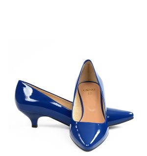 GASSU MICHELLE to eleganckie niebieskie buty typu kaczuszki - z przodu