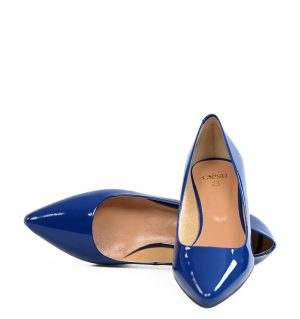 GASSU MICHELLE to eleganckie niebieskie buty typu kaczuszki - z przodu