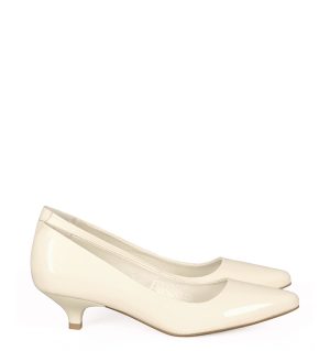 GASSU MICHELLE - Ecru czółenka na kaczuszce - bokiem