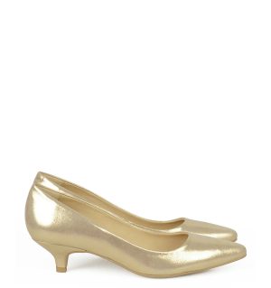 GASSU MICHELLE - Złota czółenka na kaczuszce - bokiem