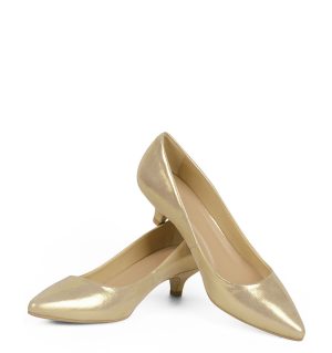 GASSU MICHELLE - Złota czółenka na kaczuszce - z przodu