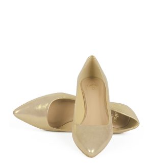 GASSU MICHELLE - Złota czółenka na kaczuszce - z przodu