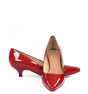 MICHELLE czerwone czółenka na kaczuszce - z przodu