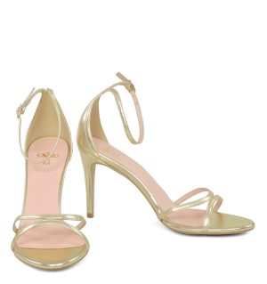 GASSU NARE - Złote sandały na szpilce - z przodu