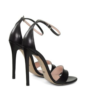 GASSU NATALIE - czarne wysokie szpilki z licowej skóry - po skosie