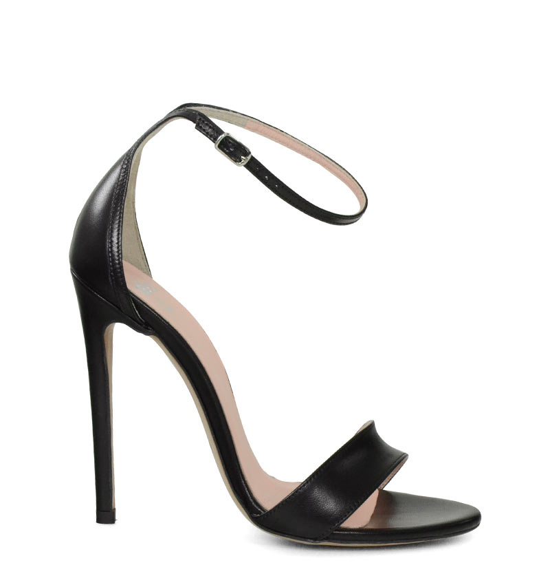 GASSU NATALIE - czarne wysokie szpilki z licowej skóry - bokiem