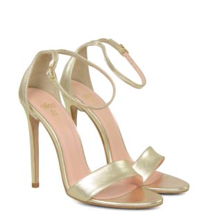 GASSU NATALIE - złote wysokie szpilki z licowej skóry - po skosie