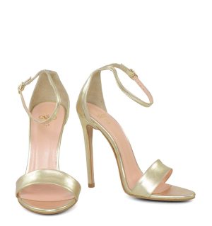 GASSU NATALIE - złote wysokie szpilki z licowej skóry - z przodu