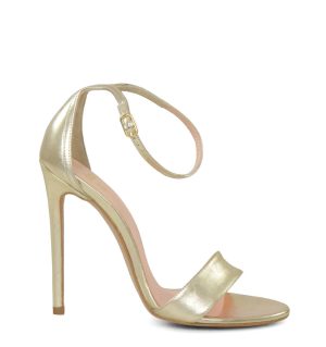 GASSU NATALIE - złote wysokie szpilki z licowej skóry - bokiem