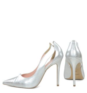 GASSU RENI szpilki srebrne na wysokim obcasie - z tyłu