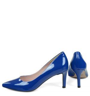 GASSU RIKO niebieskie niskie szpilki - z tyłu